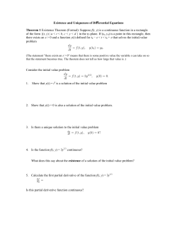 Existence and Uniqueness of Differential Equations Theorem 1