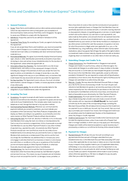 Terms and Conditions for American Express&reg; Card Acceptance