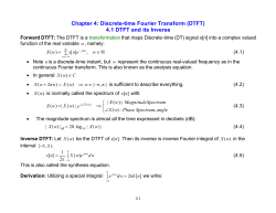 Chapter 4: Discrete-time Fourier Transform (DTFT) 4.1 DTFT and its