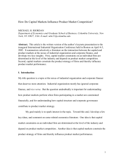 How Do Capital Markets Influence Product Market Competition?