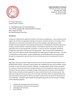 Superintendent`s Entry Plan 2016-2017