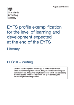 EYFS profile exemplification for the level of