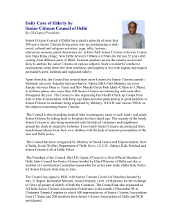 Care of Elderly by Senior Citizens Council of Delhi