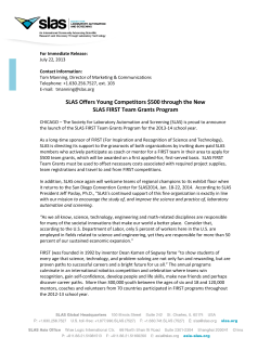 SLAS Offers Young Competitors $500 through the New SLAS FIRST