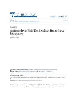 Admissibility of Field Test Results at Trial to Prove Intoxication