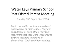 Parents Ofsted Meeting - Water Leys Primary School