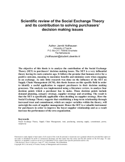 Scientific review of the Social Exchange Theory and its contribution