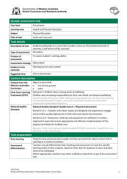Physical Education Assessment Task PP Catch Me if - K