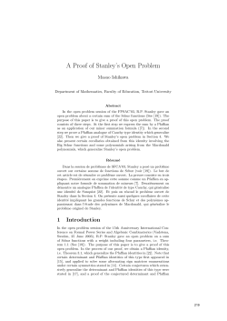 A Proof of Stanley`s Open Problem