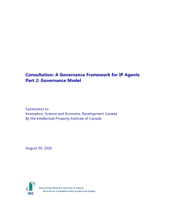 Consultation: A Governance Framework for IP Agents Part 2