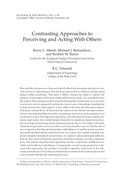 Contrasting Approaches to Perceiving and Acting With Others