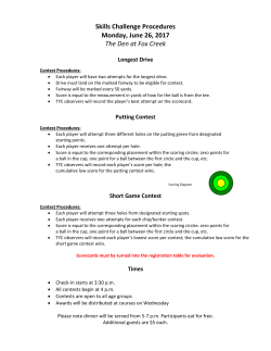 Skills Challenge Procedures Monday, June 26, 2017 The Den at