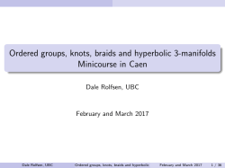 Ordered groups, knots, braids and hyperbolic 3