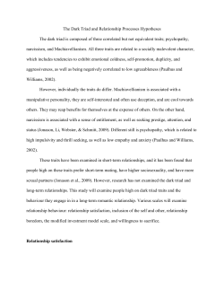 The Dark Triad and Relationship Processes Hypotheses The dark