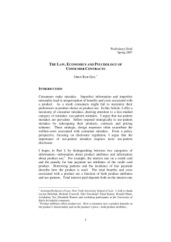 1 Consumers make mistakes. Imperfect information and imperfect