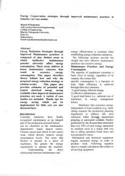 Energy Conservation strategies through improved maintenance