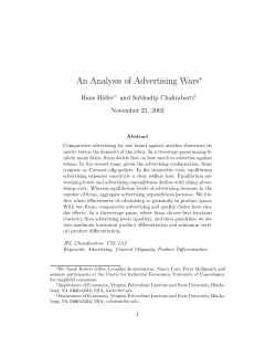 An Analysis of Advertising Wars