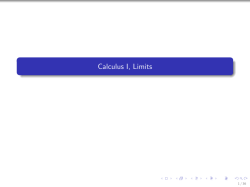 Calculus I, Limits