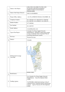 1 Name of the Project : GREATER COLOMBO WATER AND