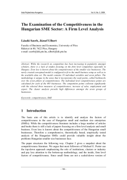 The Examination of the Competitiveness in the Hungarian SME