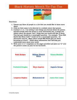 Black History Month Tic Tac Toe Worksheet