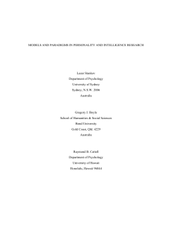 Models and Paradigms in Personality and Intelligence Research