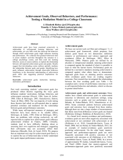 Achievement Goals, Observed Behaviors, and Performance: Testing