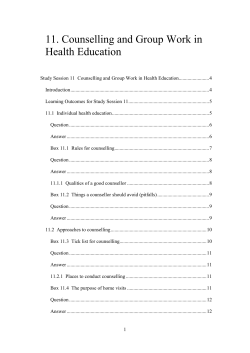 Study Session 11 Counselling and Group Work in Health Education