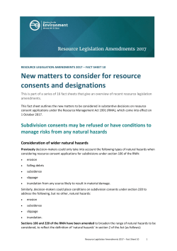 New matters to consider for resource consents and designations