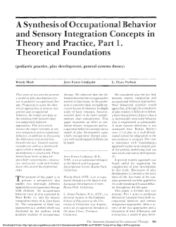 A Synthesis of Occupational Behavior and Sensory Integration