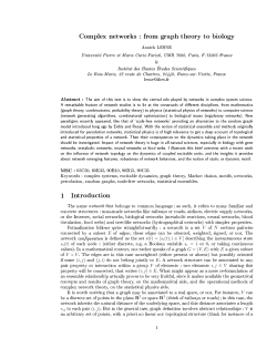 Complex networks : from graph theory to biology Annick