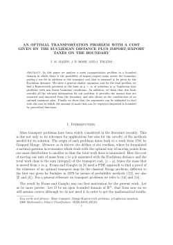 AN OPTIMAL TRANSPORTATION PROBLEM WITH A COST GIVEN