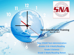 Test Coordinator Training April 26, 2017 May STAAR
