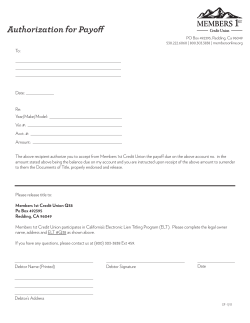 Authorization for Payoff - Members 1st Credit Union