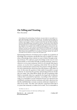 On Telling and Trusting - University of Sheffield