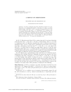 A RESULT ON DERIVATIONS In [8] I. N. Herstein proved that if R is