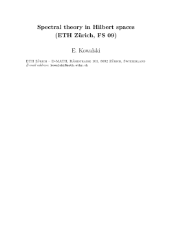 Spectral theory in Hilbert spaces - ETH Math