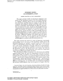 Braunstein, Yale M., Economic Search: An Experimental Study