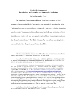 The Hatch-Waxman Act