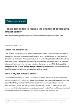 Taking tamoxifen to reduce the chance of developing breast