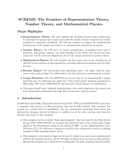 SCREMS: The Frontiers of Representation Theory, Number Theory