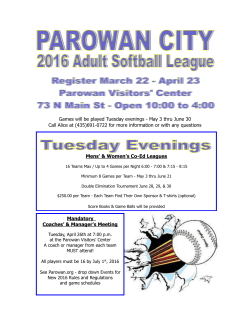 Games will be played Tuesday evenings