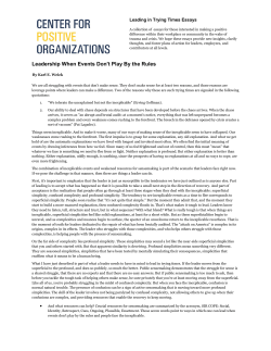 Leadership When Events Don`t Play By the Rules