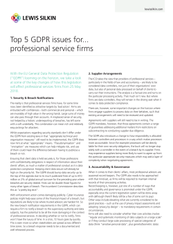 Top 5 GDPR issues for... professional service firms