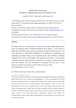 Family Firm Succession: The Roles of Specialized Assets and