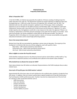 PROPOSITION 301 Frequently Asked Questions What is Proposition
