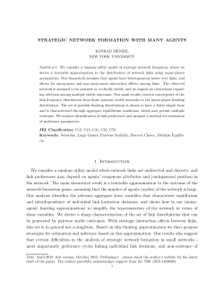 STRATEGIC NETWORK FORMATION WITH MANY AGENTS 1