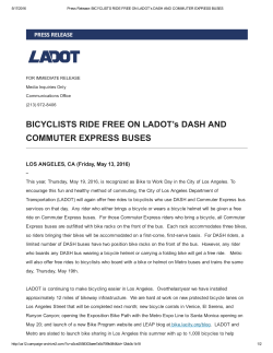 Bicyclists Ride Free On DASH and Commuter Express