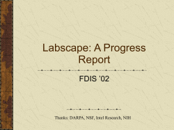 Labscape: A Progress Report - Frontiers in Distributed Information