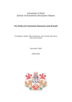 Tax Policy for Economic Recovery and Growth
